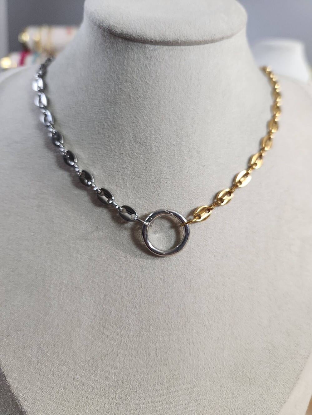 Two Tone Charm Holder Necklace